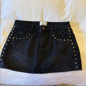 Reformation black jean mini skirt